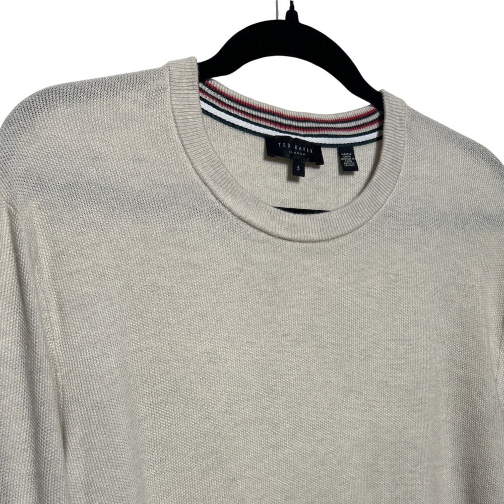 Ted Baker London Wool Blend Textured Crew Neck Sweater Oatmeal Men's Size‎ S EUC